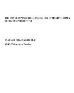 كتاب THE COVID-19 PANDEMIC: LESSONS FOR HUMANITY FROM A RELIGIOUS PERSPECTIVE لـ مؤلف أجنبي