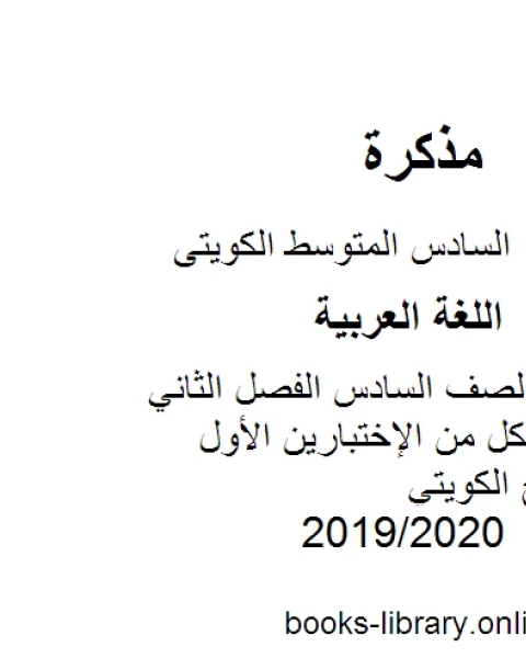 كتاب اللغة العربية الصف السادس الفصل الثاني عشرة نماذج لكل من الإختبارين الأول والثاني المنهج الكويتي لـ المؤلف مجهول